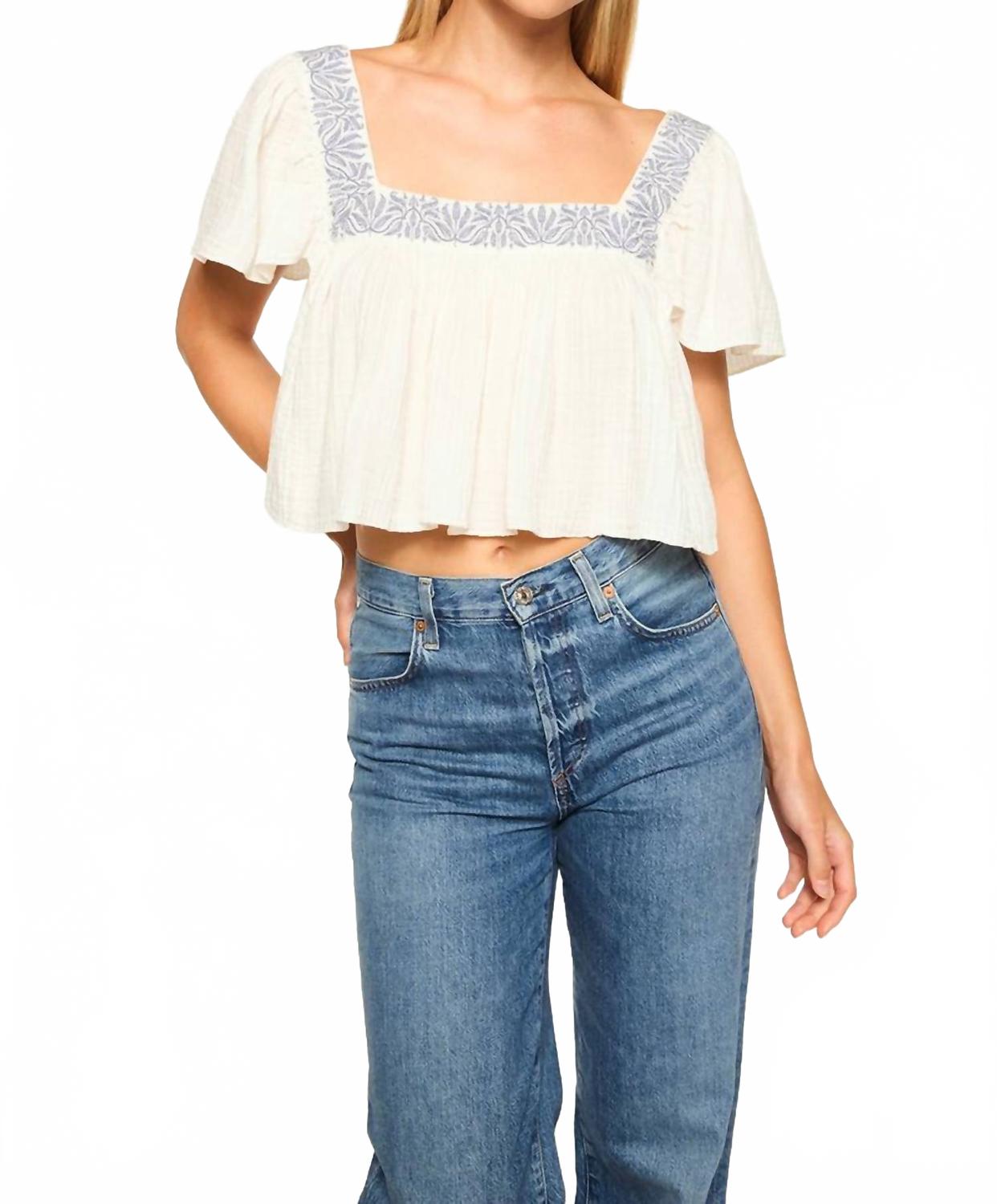 Anju Top In Ivory Embroidery
