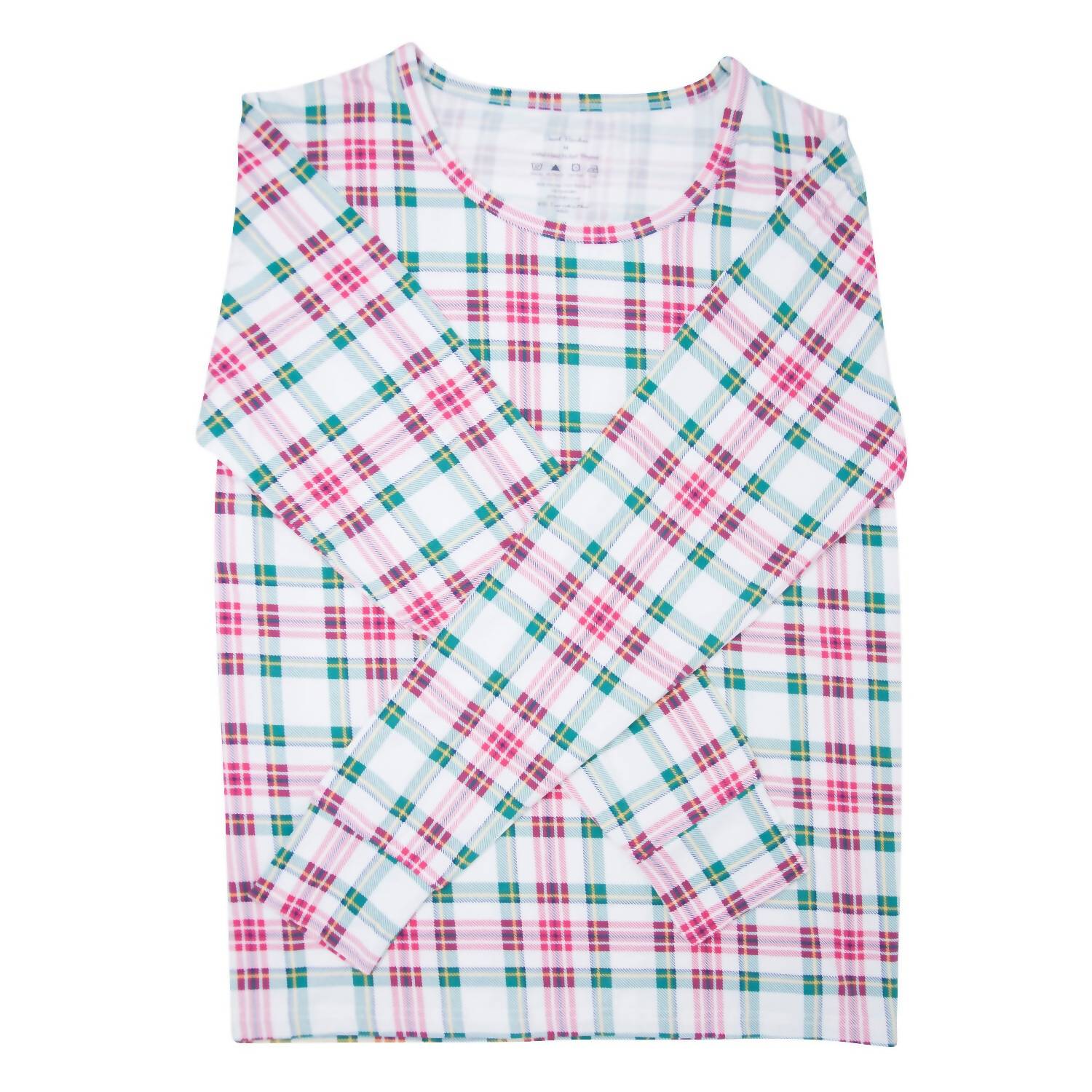 Adult Tartan Bamboo Pajama Set In White