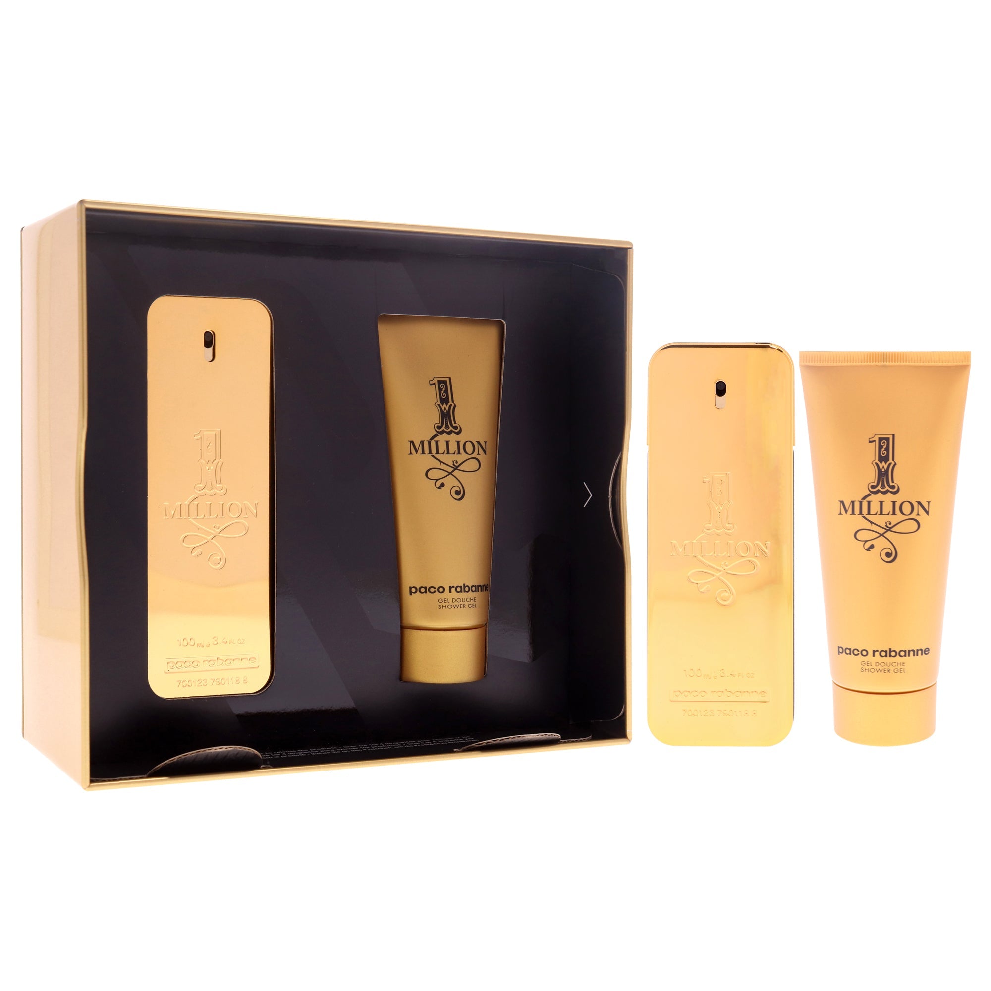 1 Million by Paco Rabanne for Men - 2 Pc Gift Set 3.4oz EDT Spray, 3.4oz Shower Gel