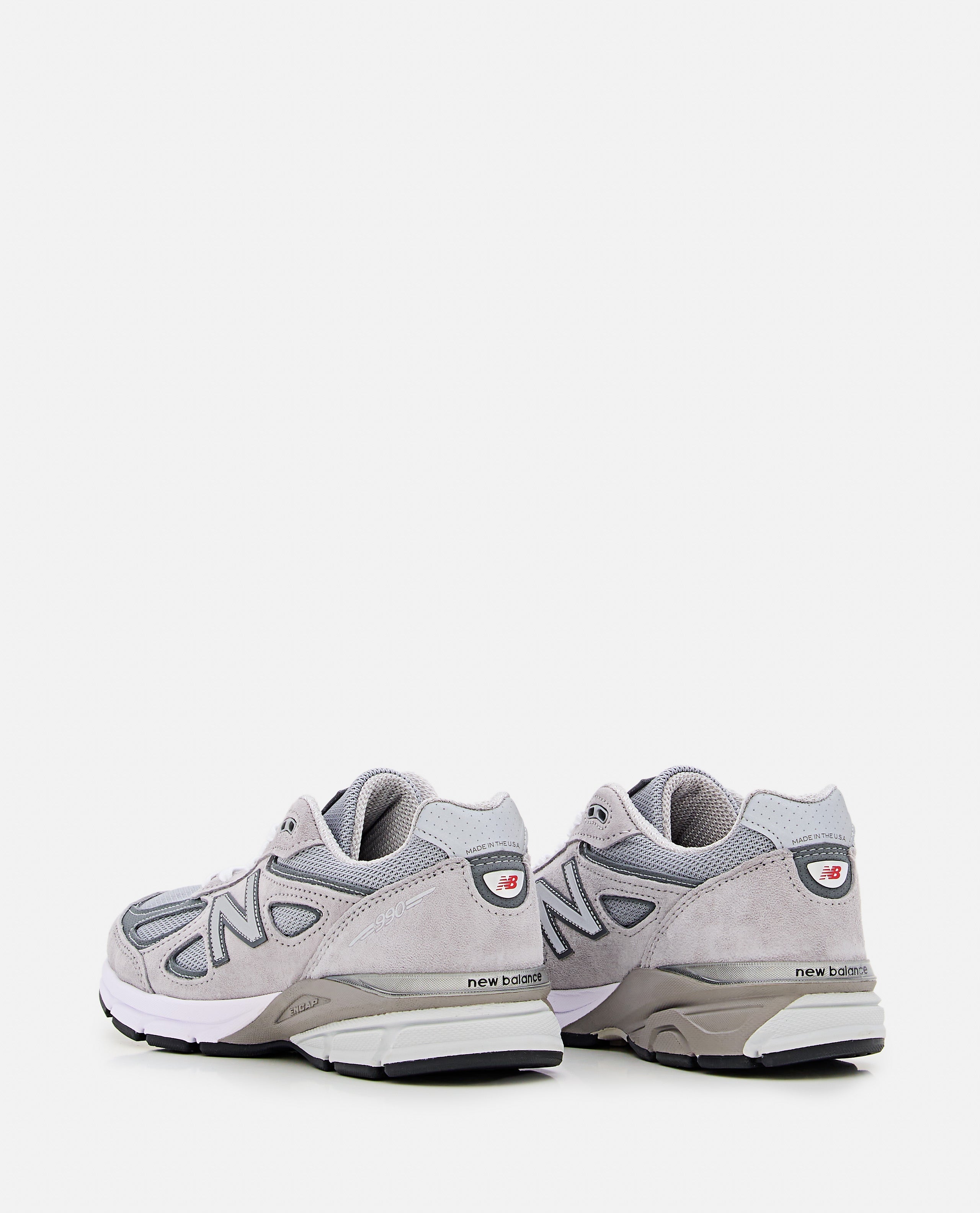 990 Grey Leather And Mesh Sneakers
