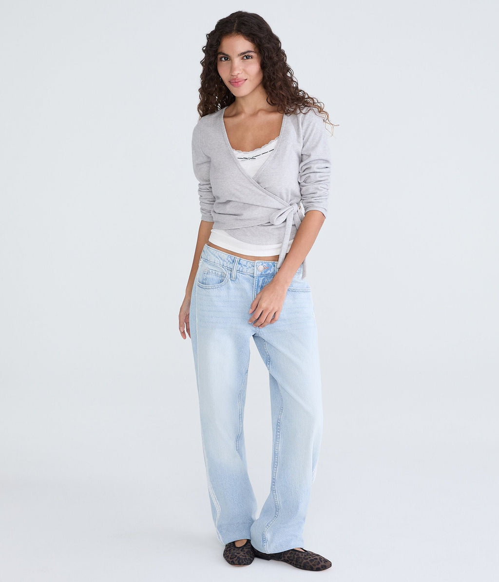 Aeropostale Low-Rise Baggy Lace Stripe Jean