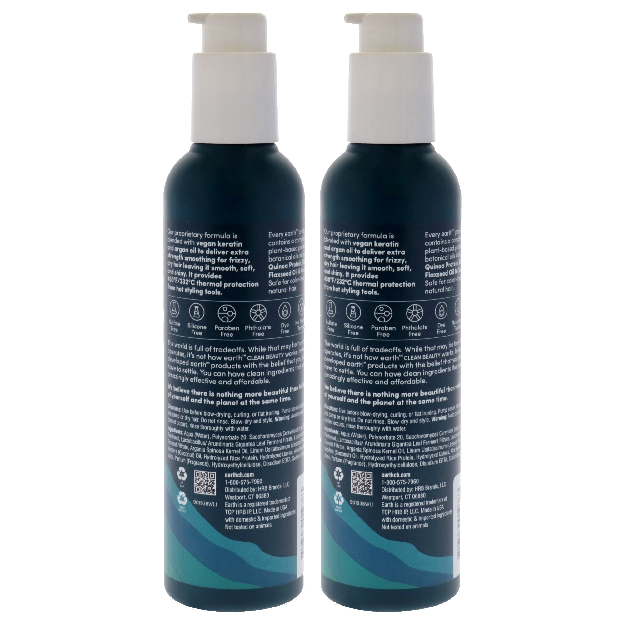 Anti-Frizz Serum With Heat Protectant by Earth for Unisex - 6 oz Treatment - Pack of 2