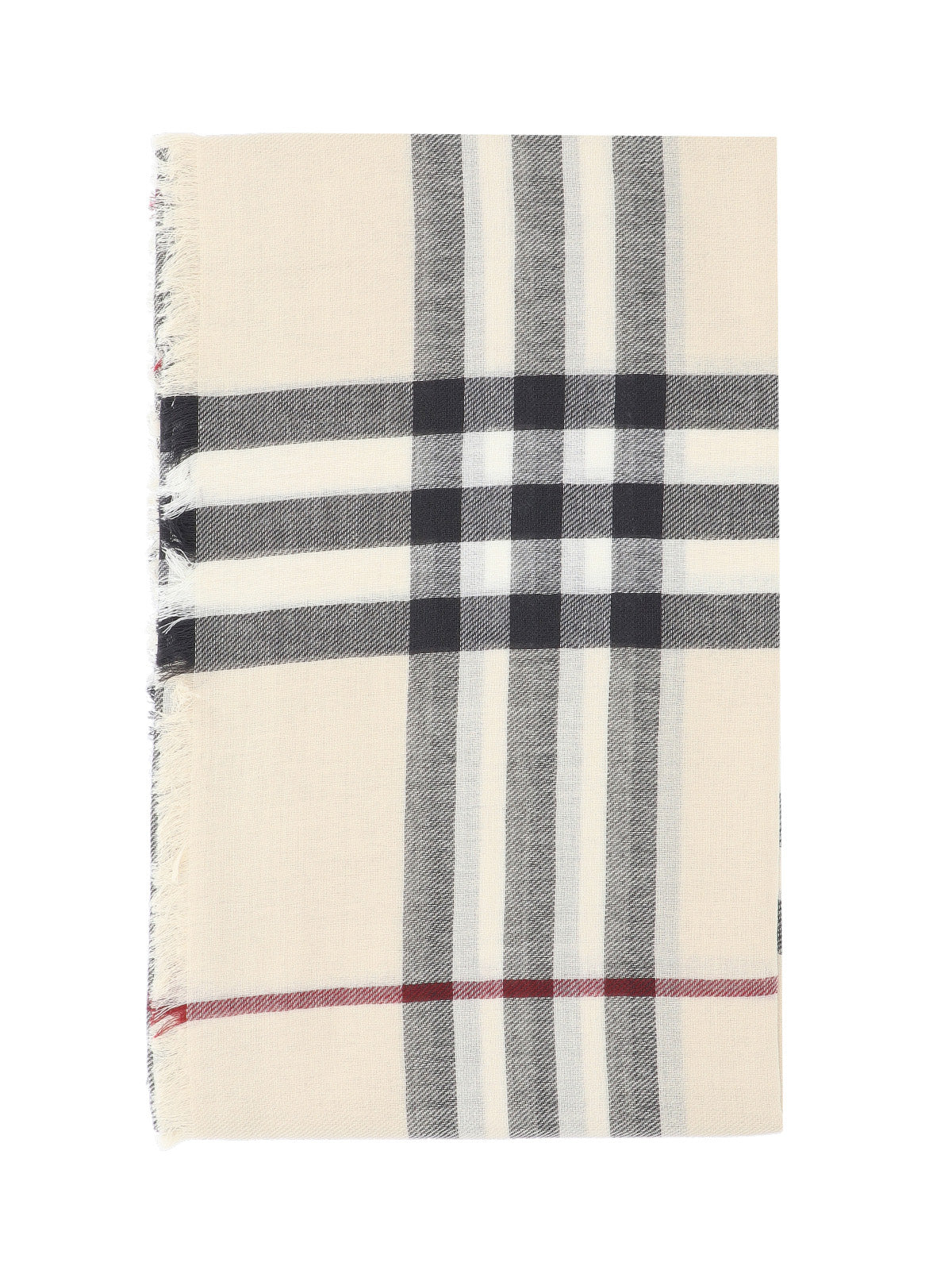 "Check" Wool Scarf – Cream