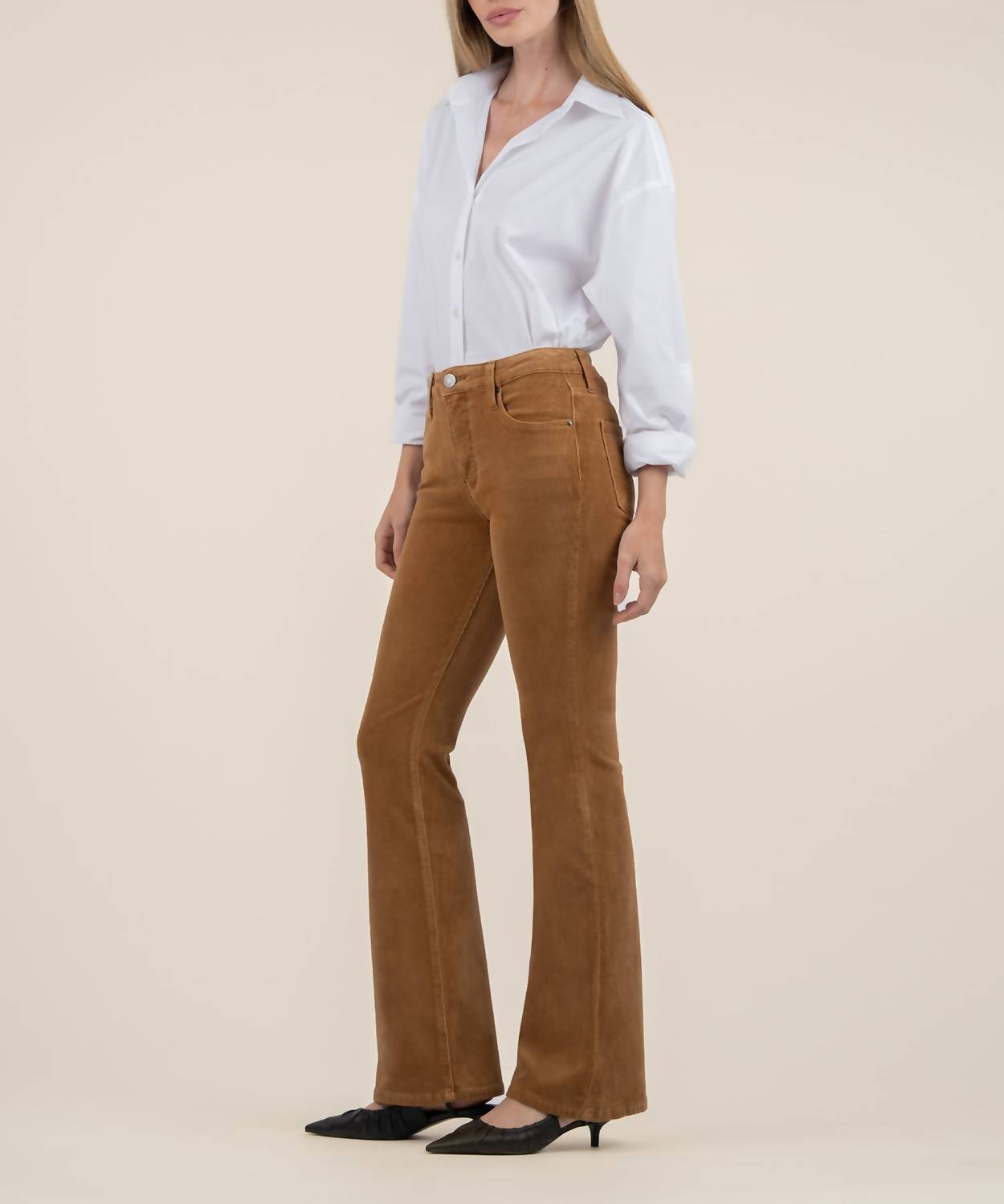 Ana Corduroy High Rise Flare In Camel