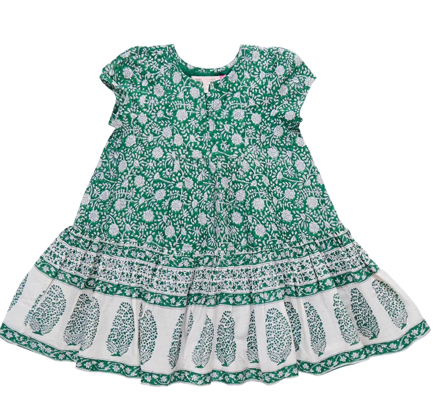 Adele Dress In Green Garden Floral