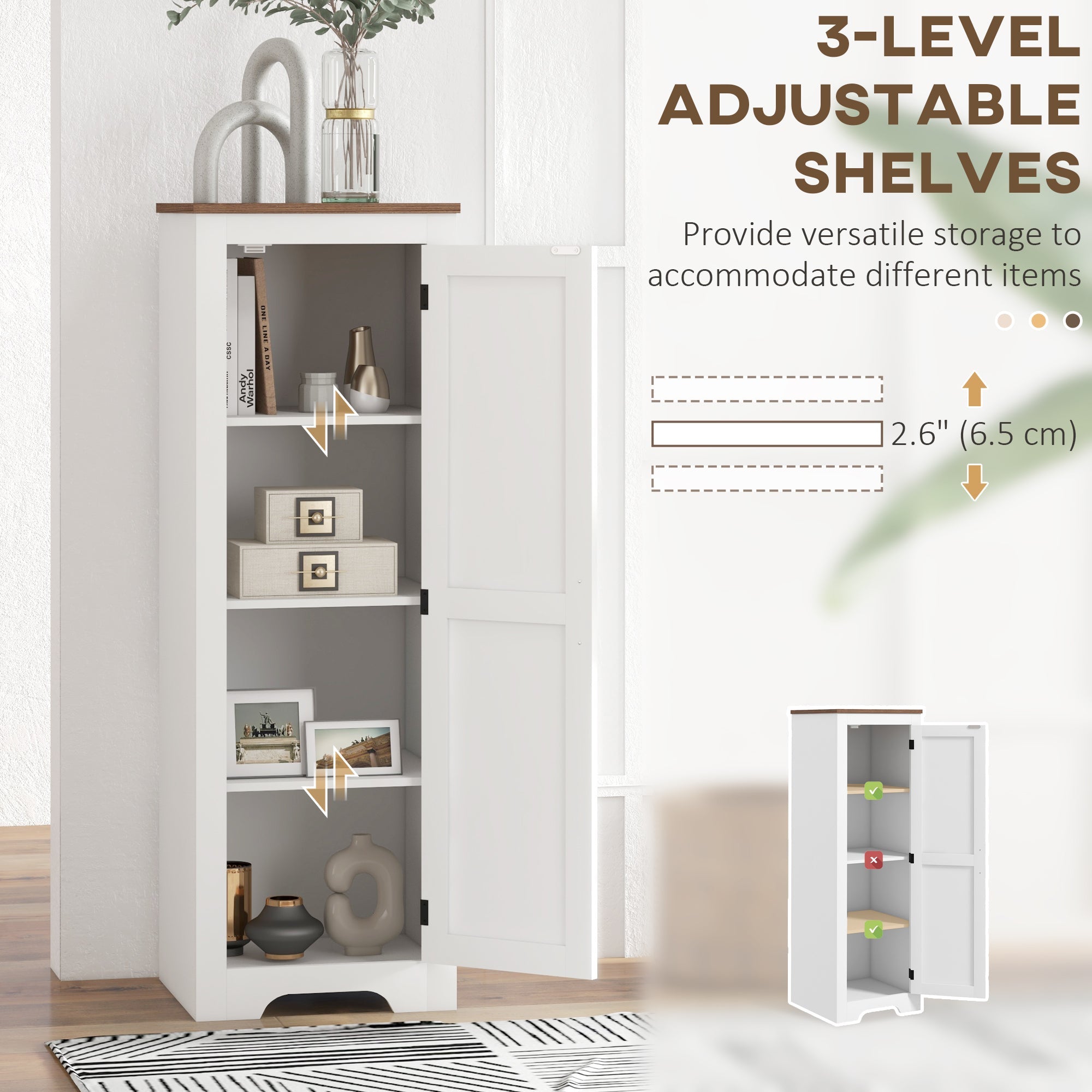 Adjustable Shelf Storage Cabinet for Living Room