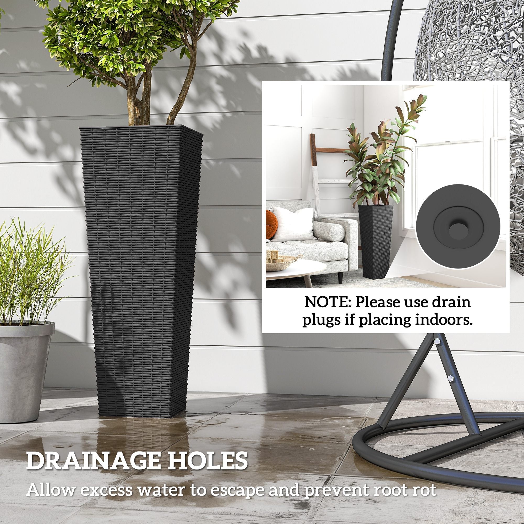 32 Inch Tall Planters for Porch & Garden