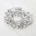5PCS - Faceted Polished Ball Bar Beaded Stretch Multi Layered Bracelets