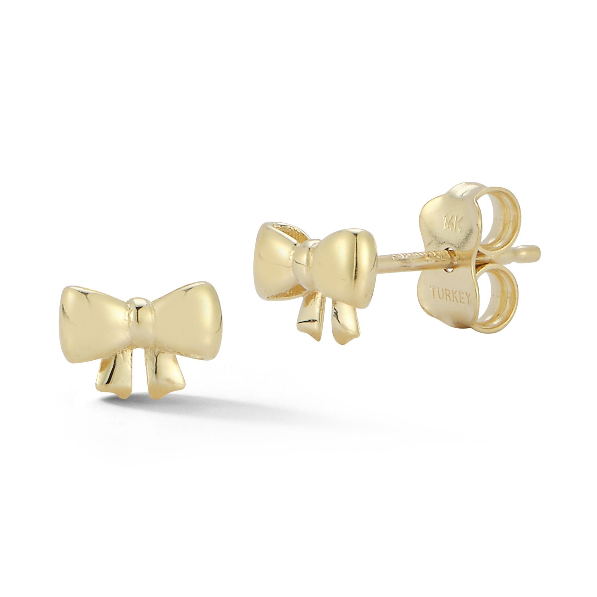 14K Gold Puffed Bow Studs
