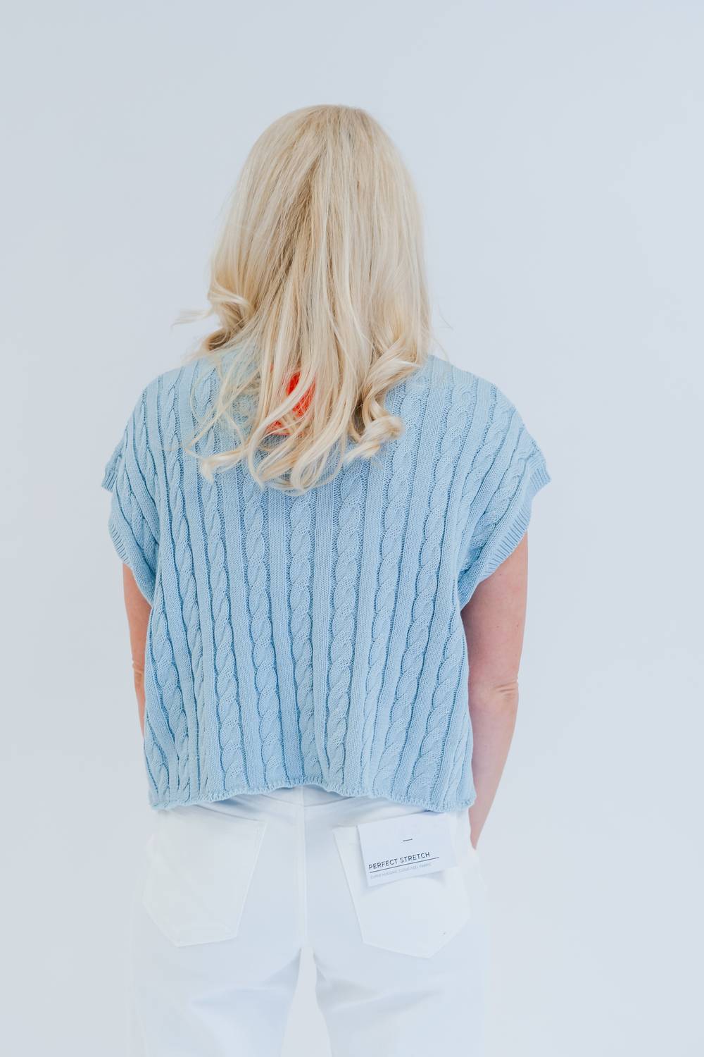 Aliana Sweater Short Sleeve Top In Chambray Blue