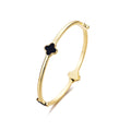 14k Gold Plated Black Clover Bangle
