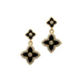 14k Gold Plated Black Clover Drop Earrings