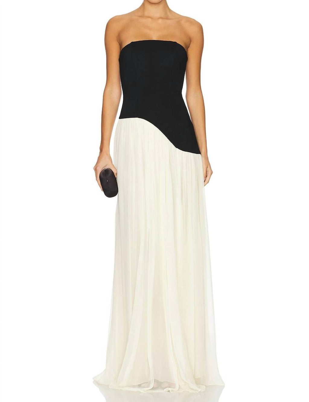 Alice Strapless Gown In Black & Cream