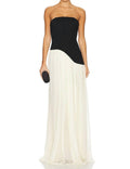Alice Strapless Gown In Black & Cream