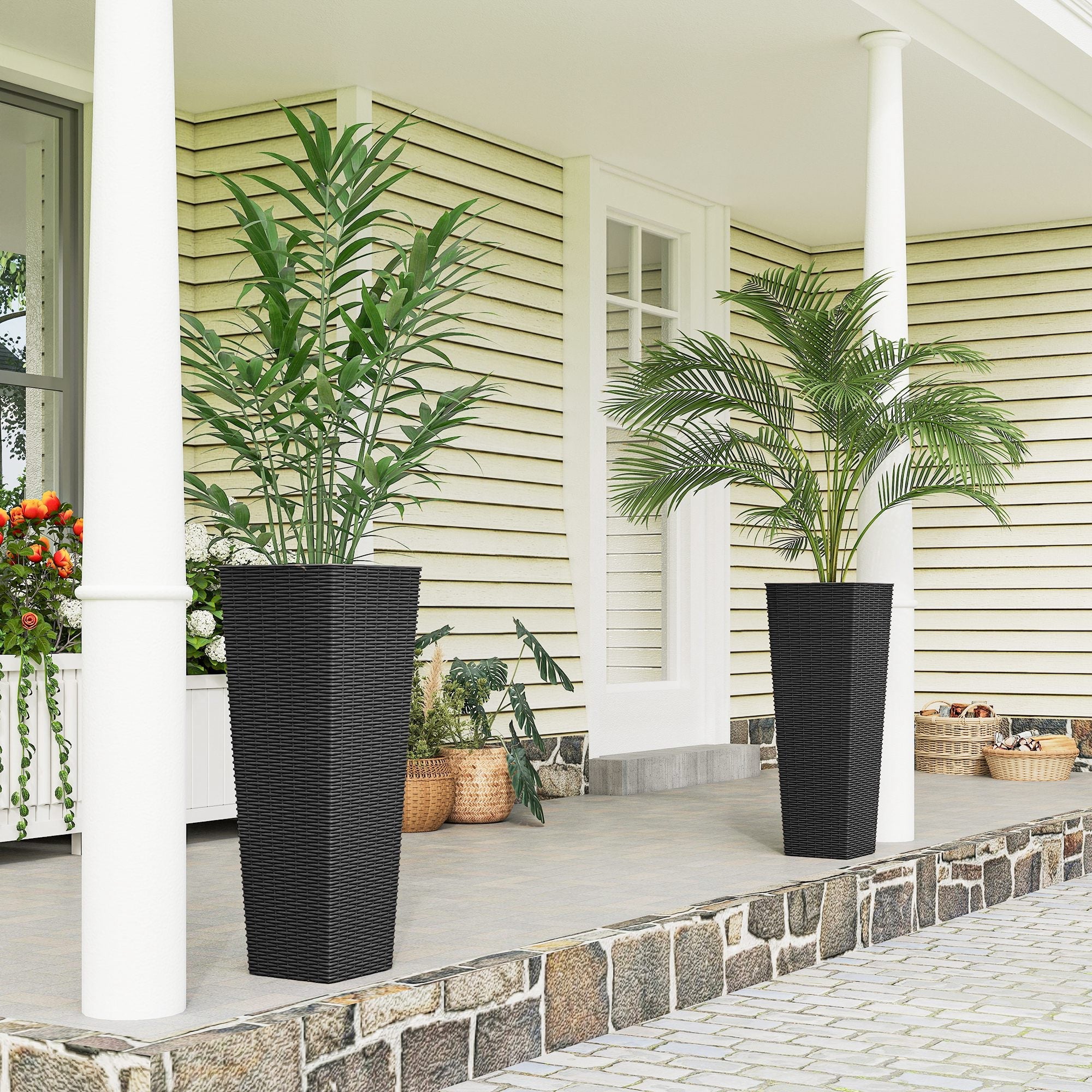 32 Inch Tall Planters for Porch & Garden