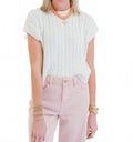 Aliana Short Sleeve Sweater Top In Cream