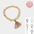 12PCS - Tassel Faceted Beaded Stretch Bracelets