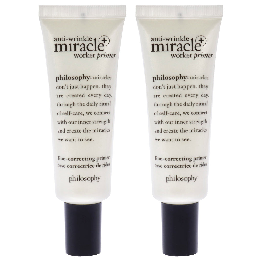 Anti-Wrinkle Miracle Worker Primer Plus Line-Correcting Primer by Philosophy for Women - 0.9 oz Primer - Pack of 2