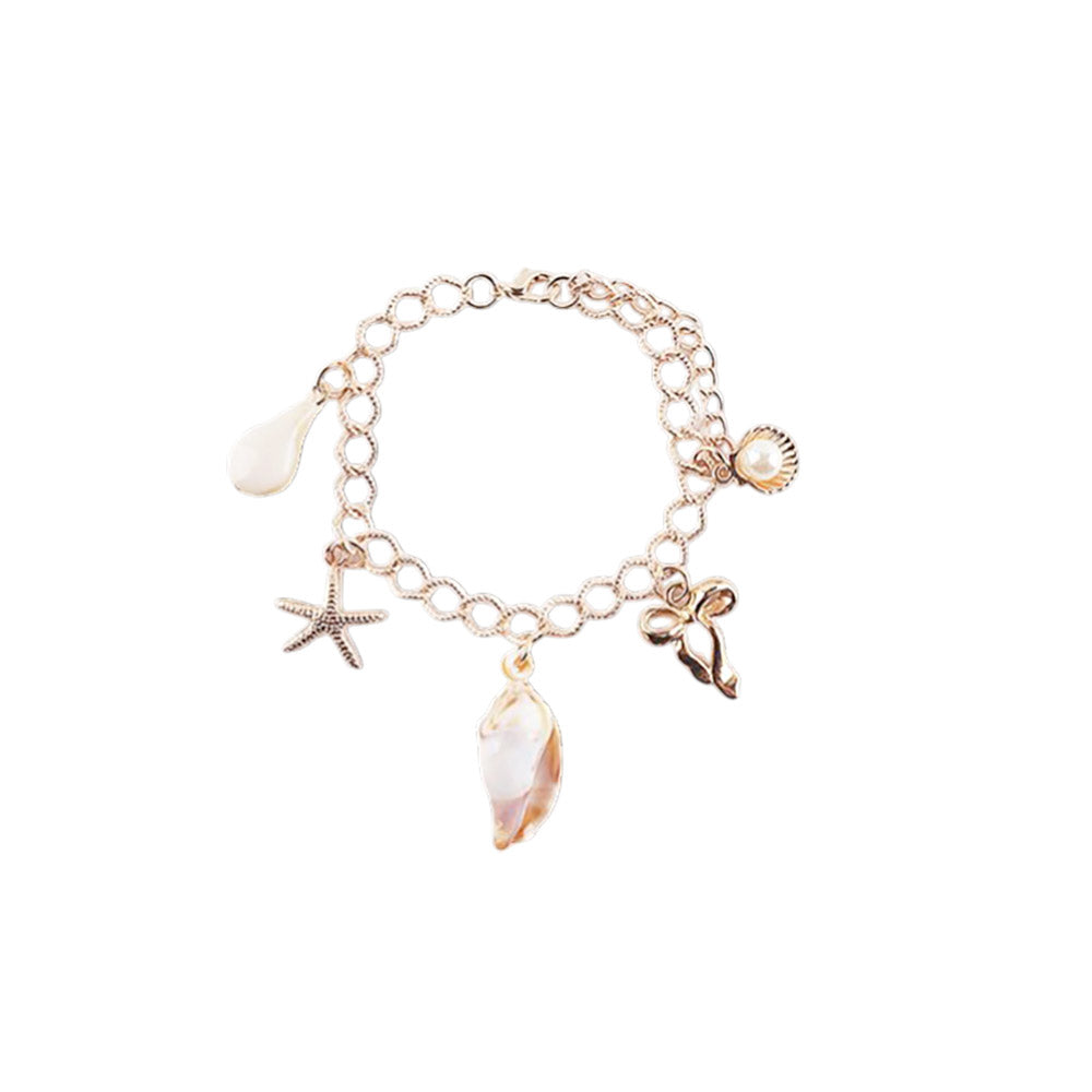12PCS - Pearl Shell Starfish  Bow Charm Station Bracelets