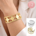 12PCS - Quatrefoil Motif Open Cuff Bracelets