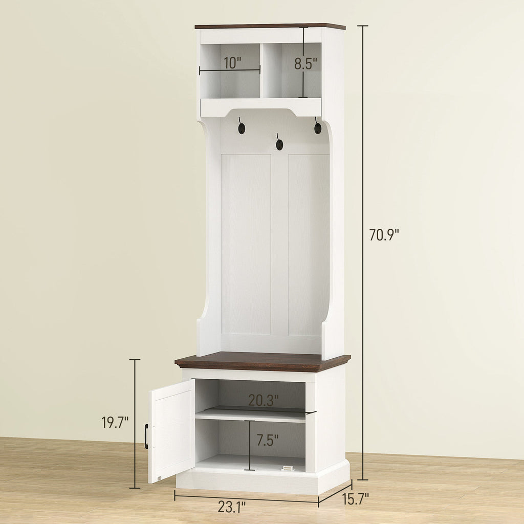 3-in-1 Hall Tree with Bench and Shoe Storage