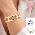 12PCS - Bold Open Chain Link Cuff Bracelets