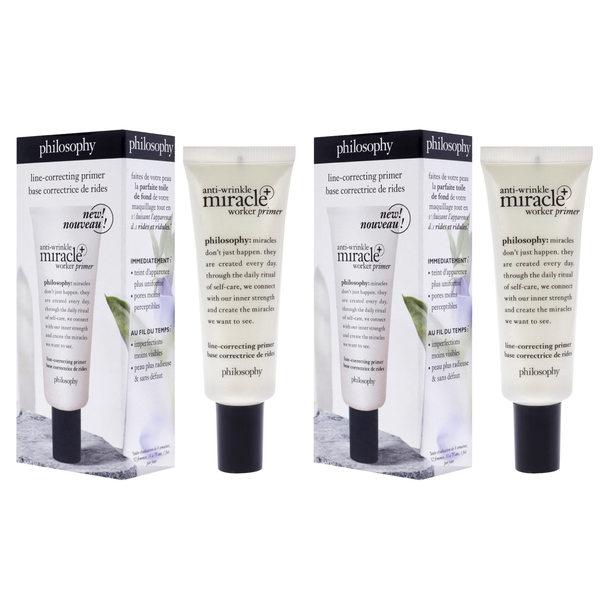 Anti-Wrinkle Miracle Worker Primer Plus Line-Correcting Primer by Philosophy for Women - 0.9 oz Primer - Pack of 2