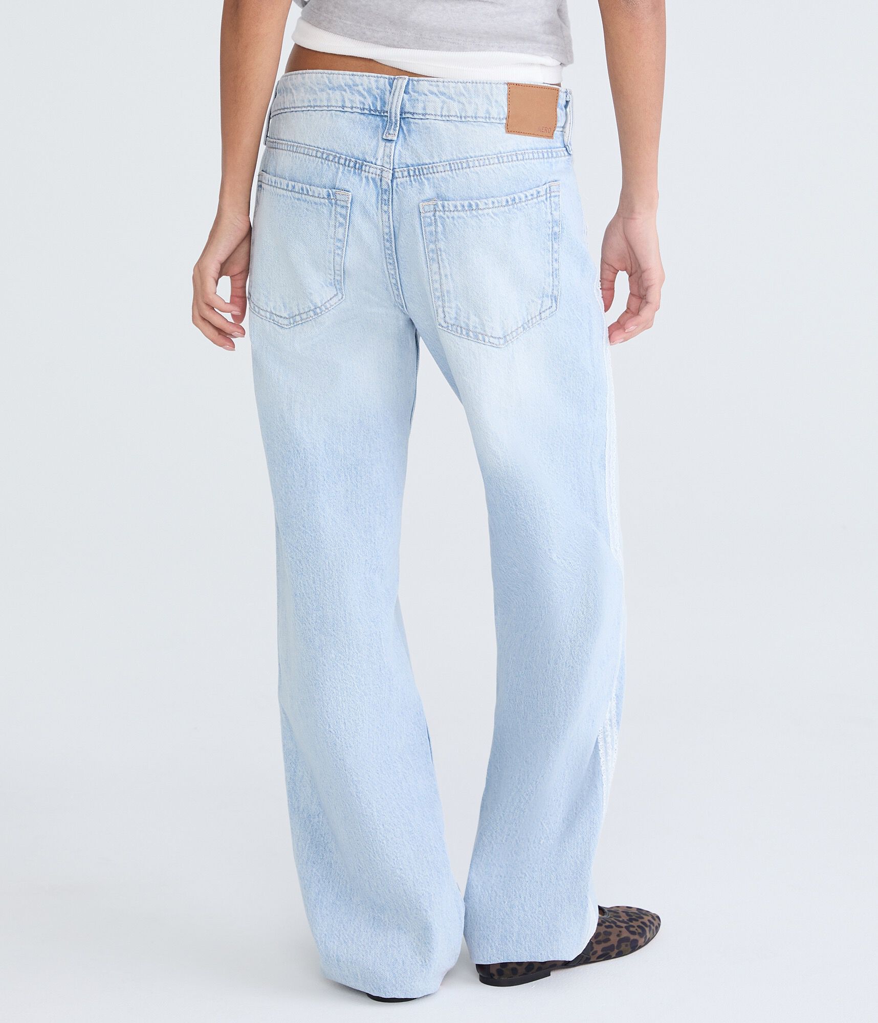 Aeropostale Low-Rise Baggy Lace Stripe Jean