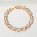 14K Gold Plated Mixed Cut Halo CZ Link Tennis Bracelet