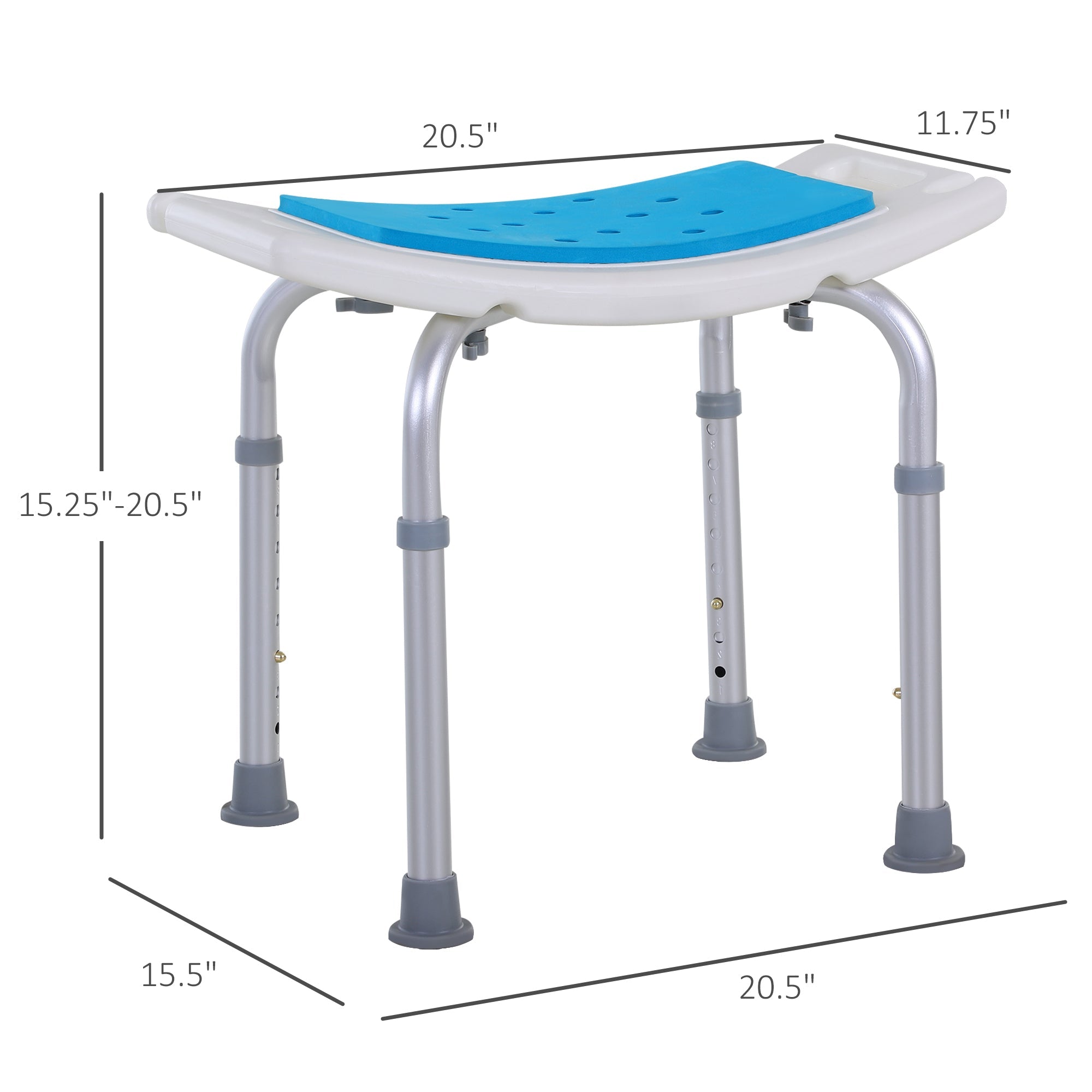 Adjustable Aluminum Shower Stool with Non-Slip Feet
