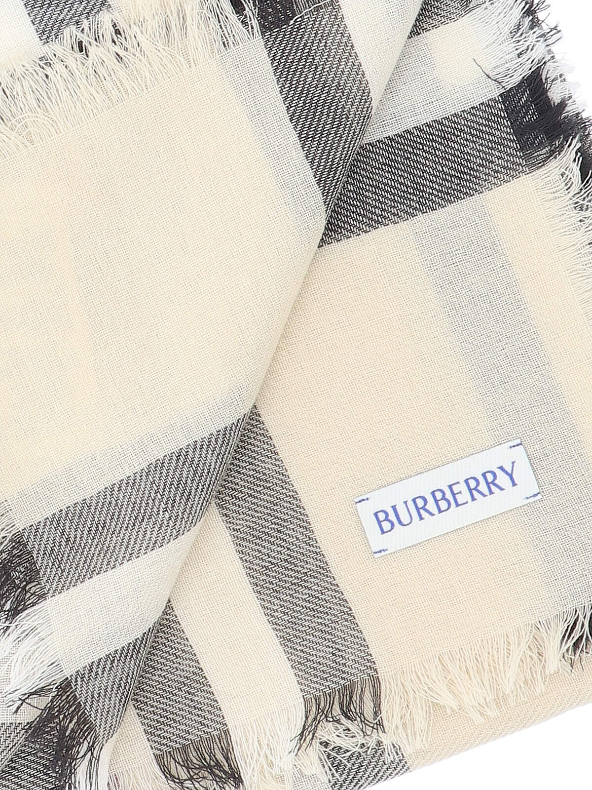 "Check" Wool Scarf – Cream