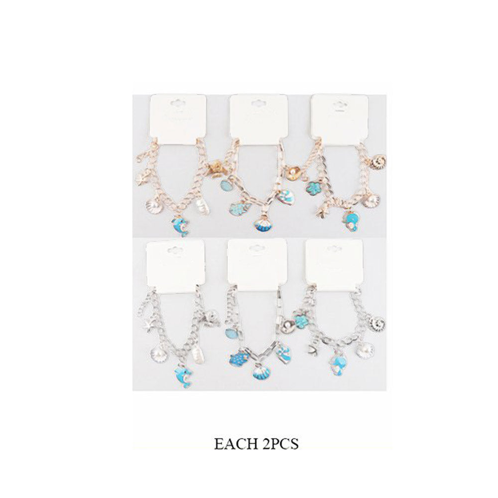 12PCS - Ocean Seashell Charm Station Bracelets