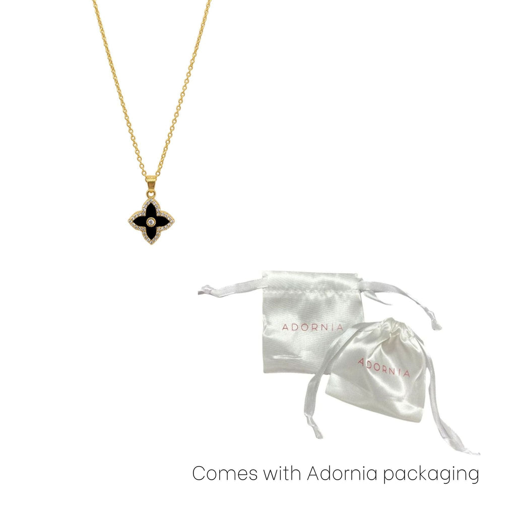 14k Gold Plated Black Clover Necklace
