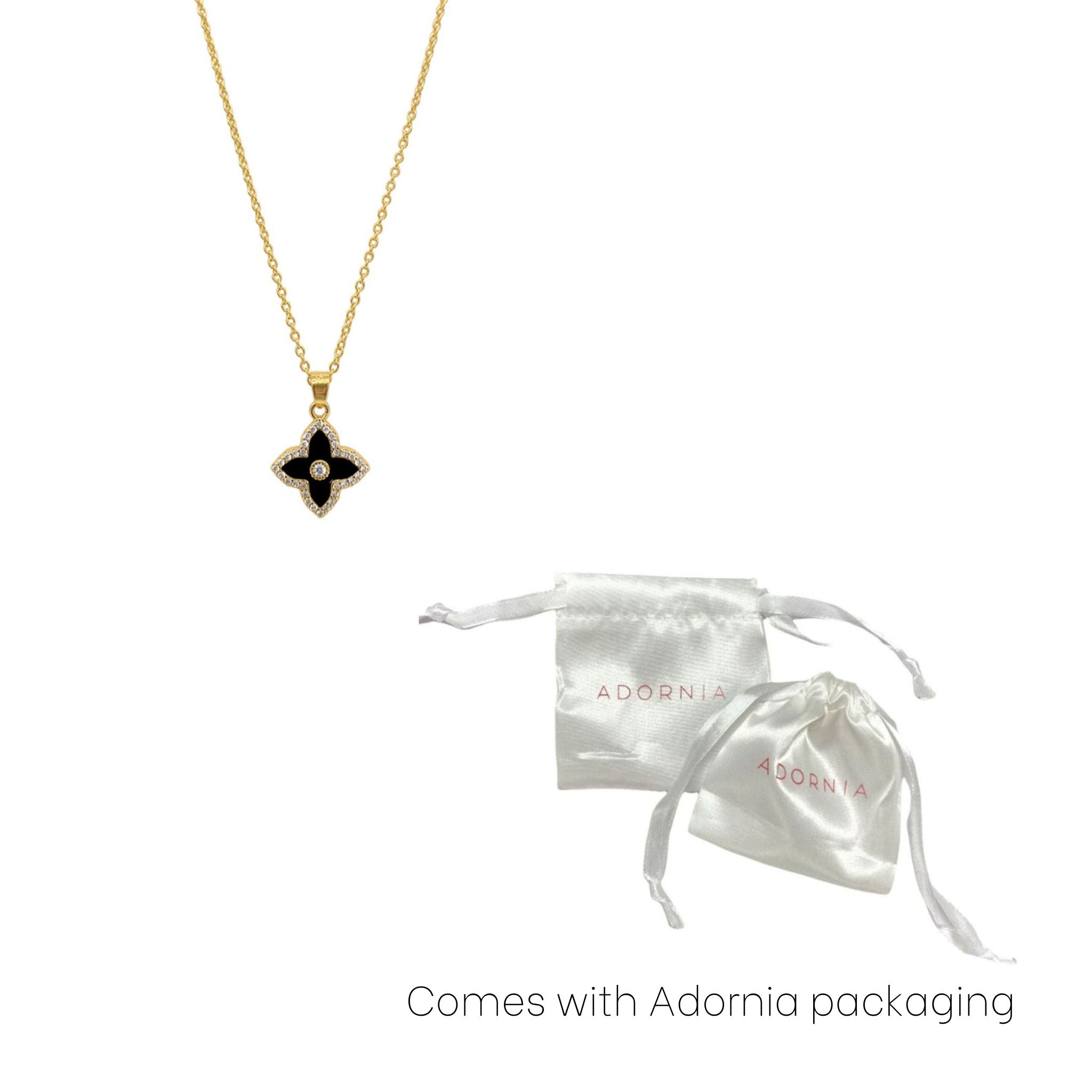 14k Gold Plated Black Clover Necklace