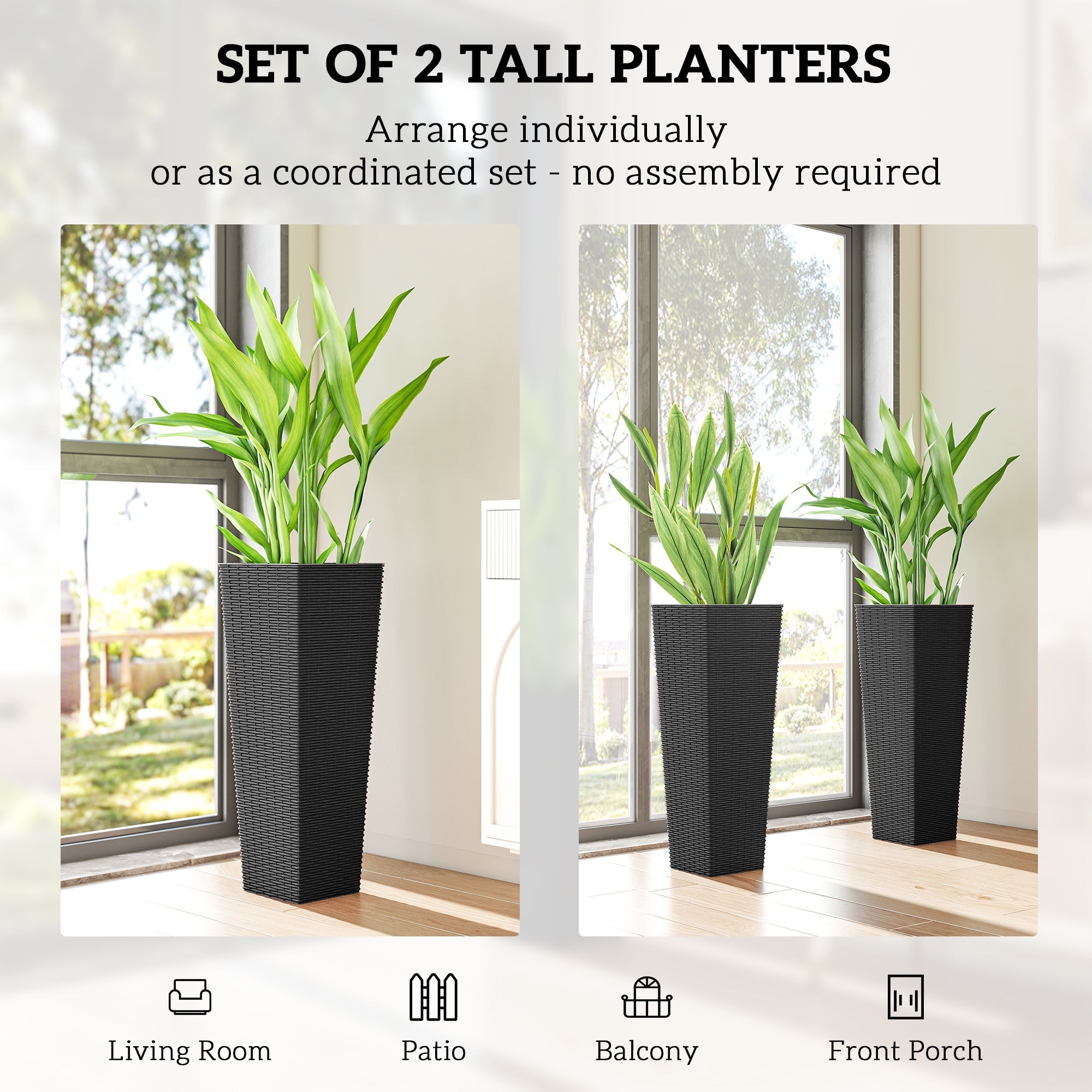 32 Inch Tall Planters for Porch & Garden