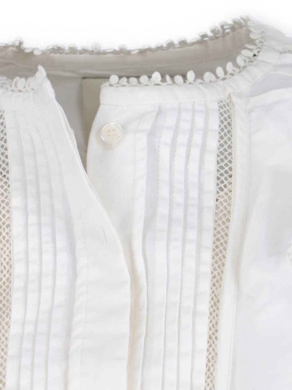 "Cubraly" White Cotton Shirt, Round Neck