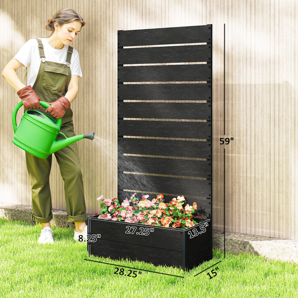 28"x15"x59" Raised Garden Bed with Trellis for Climbing Plants