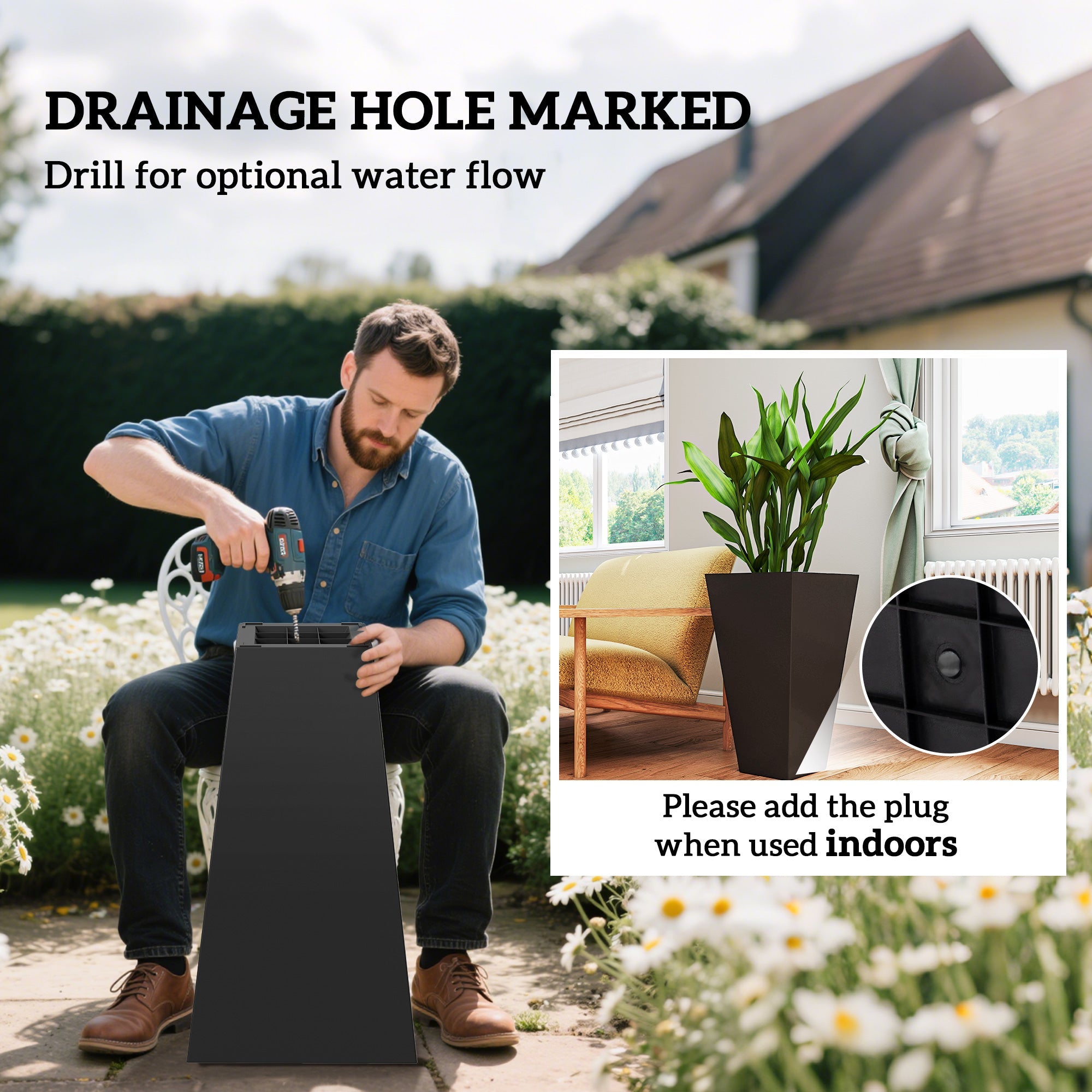 3-Pack Anti-Crack Plastic Flower Pots for Garden & Home