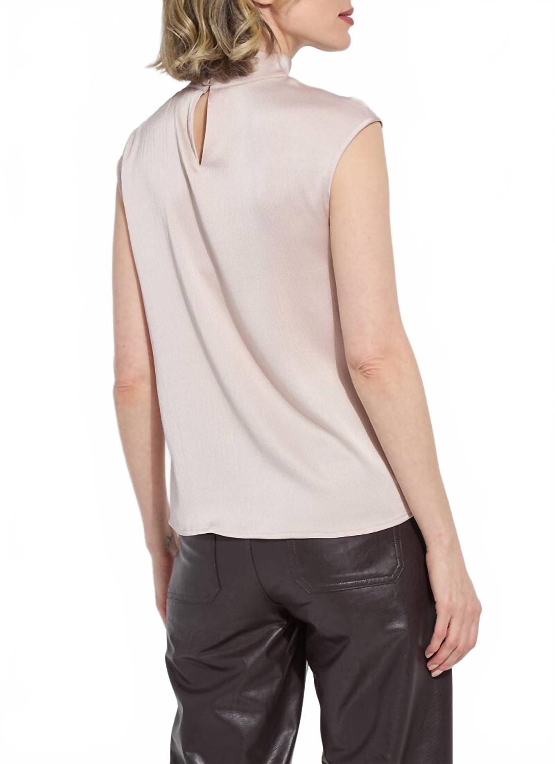 Aisha High Neck Draped Blouse In Rose Petal