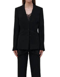 Allie Crepe Combo Basque Jacket In Black
