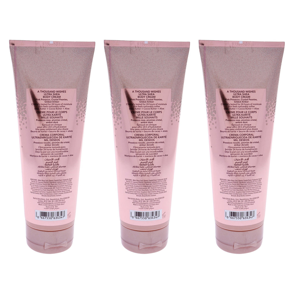 A Thousand Wishes Ultra Shea Body Cream by Bath and Body Works for Women - 8 oz Body Cream - Pack of 3