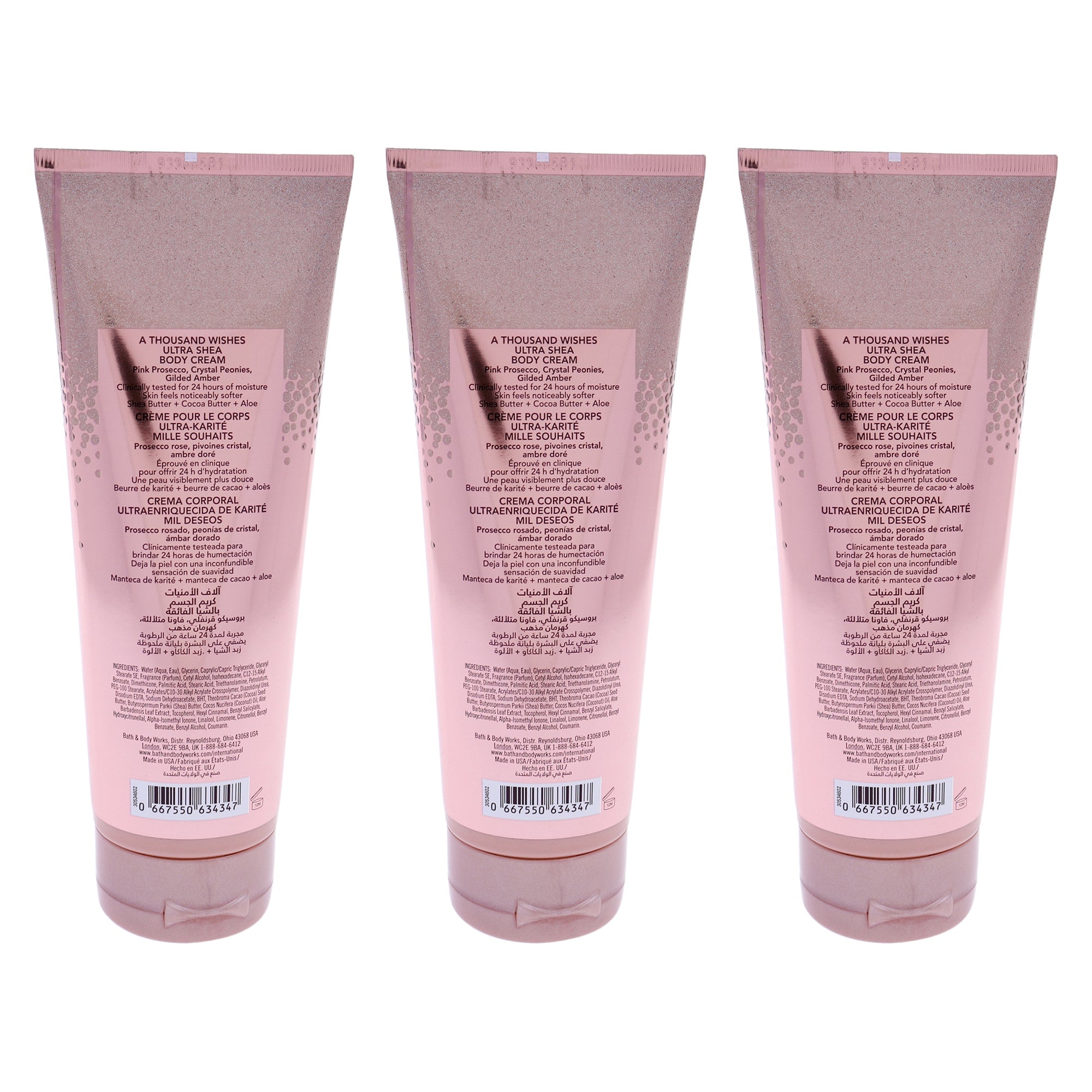 A Thousand Wishes Ultra Shea Body Cream by Bath and Body Works for Women - 8 oz Body Cream - Pack of 3