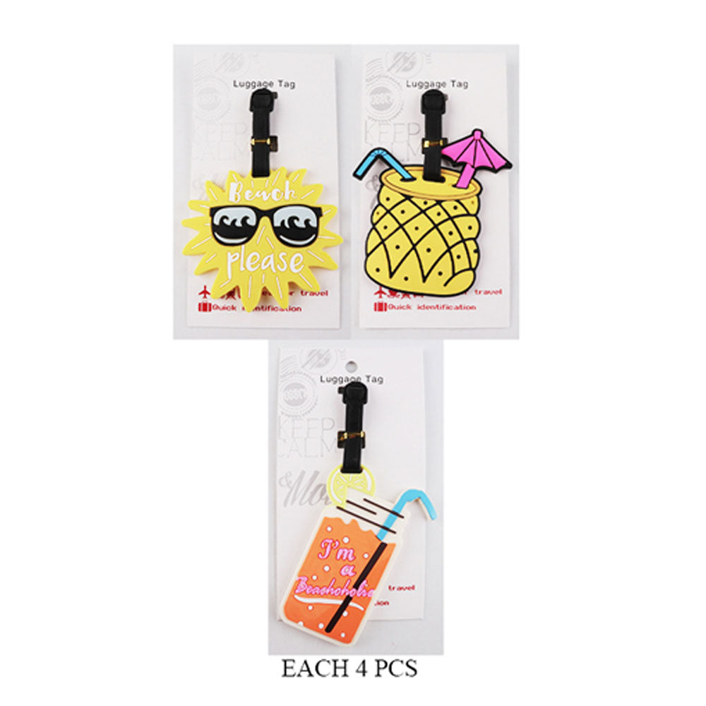 12PCS - Summer Theme Sun Drink Luggage Bag Tags