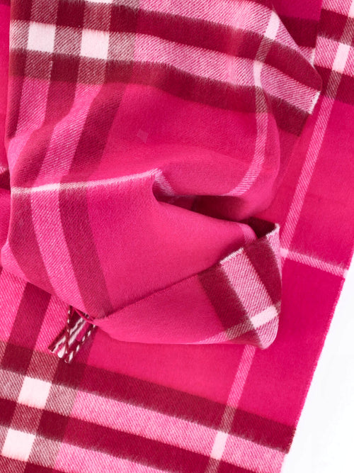 "Check" Cashmere Scarf – Fuchsia