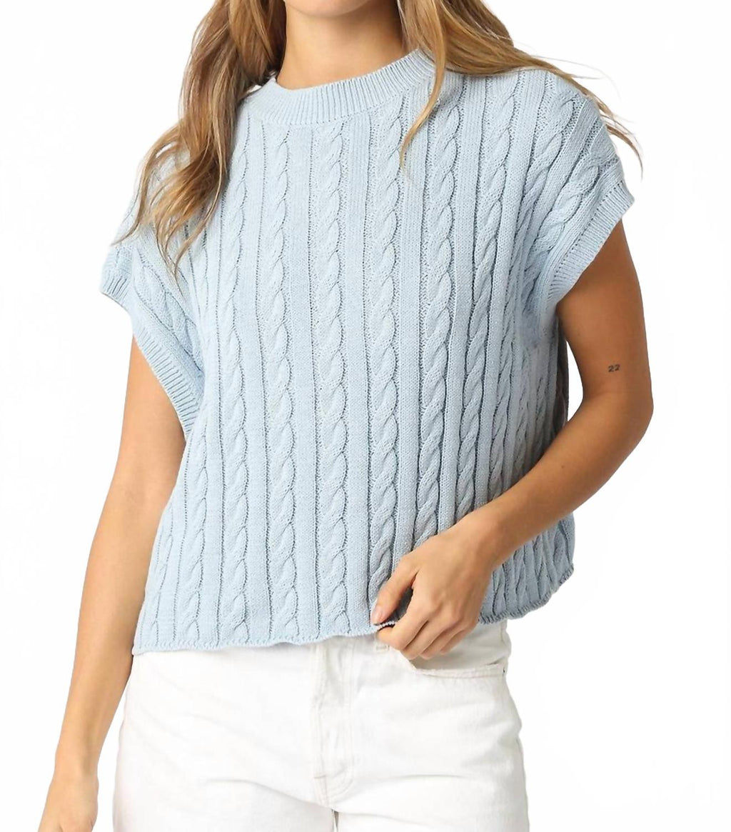 Aliana Sweater Short Sleeve Top In Chambray Blue