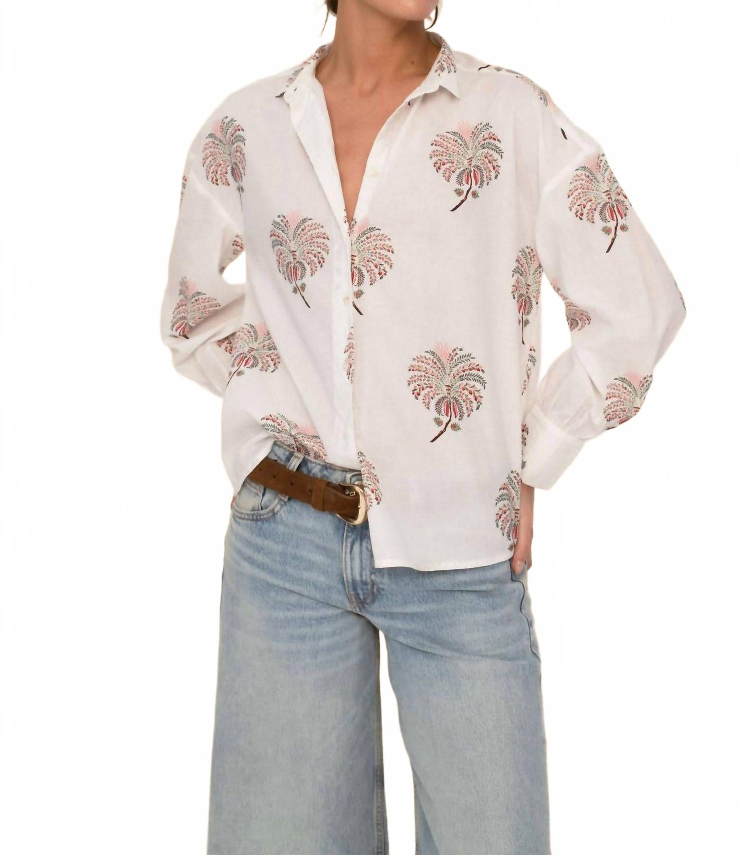 Alexa Floral Blouse In White