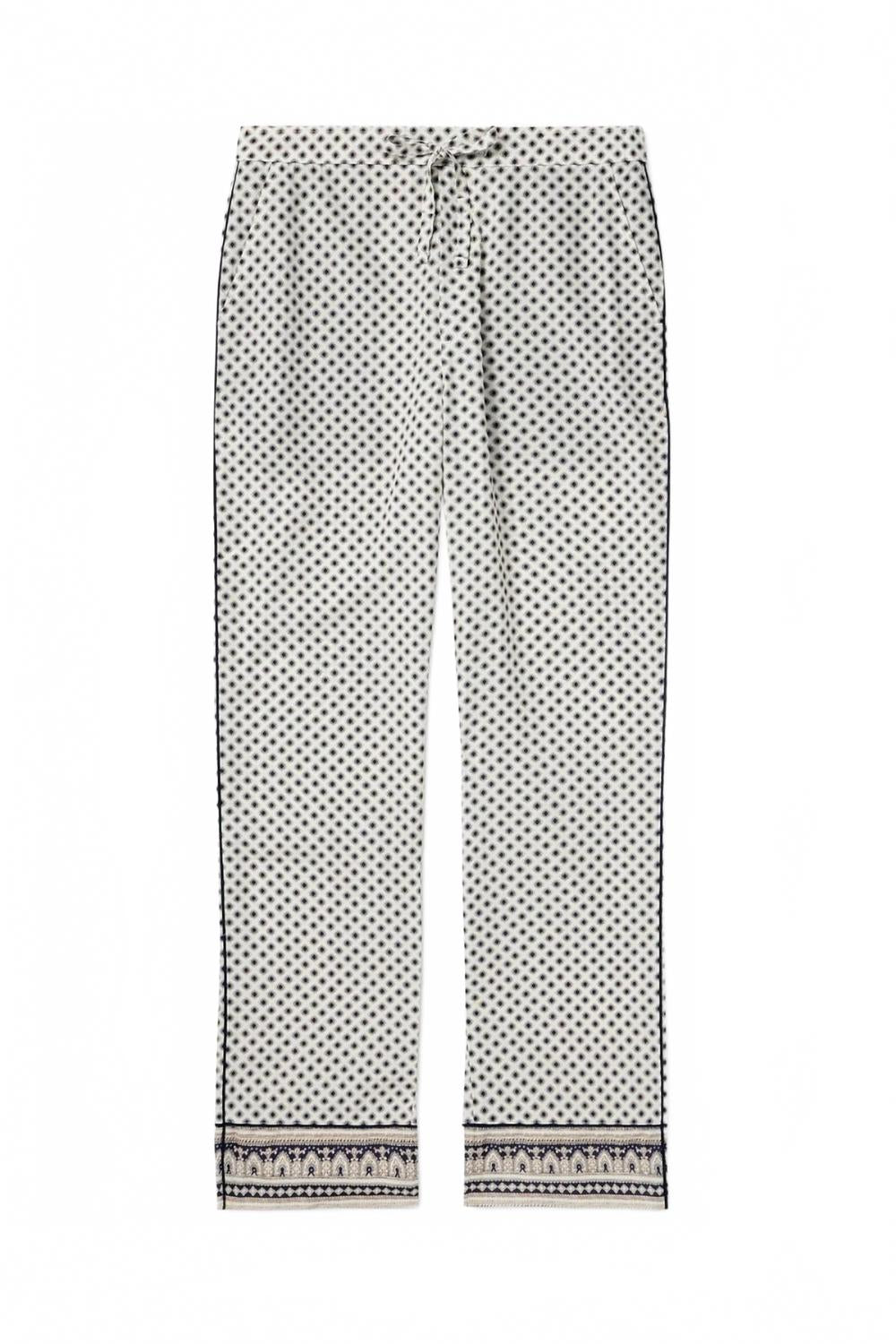 Alfred Solmio Printed Lyocell Trousers In White Sand