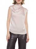 Aisha High Neck Draped Blouse In Rose Petal