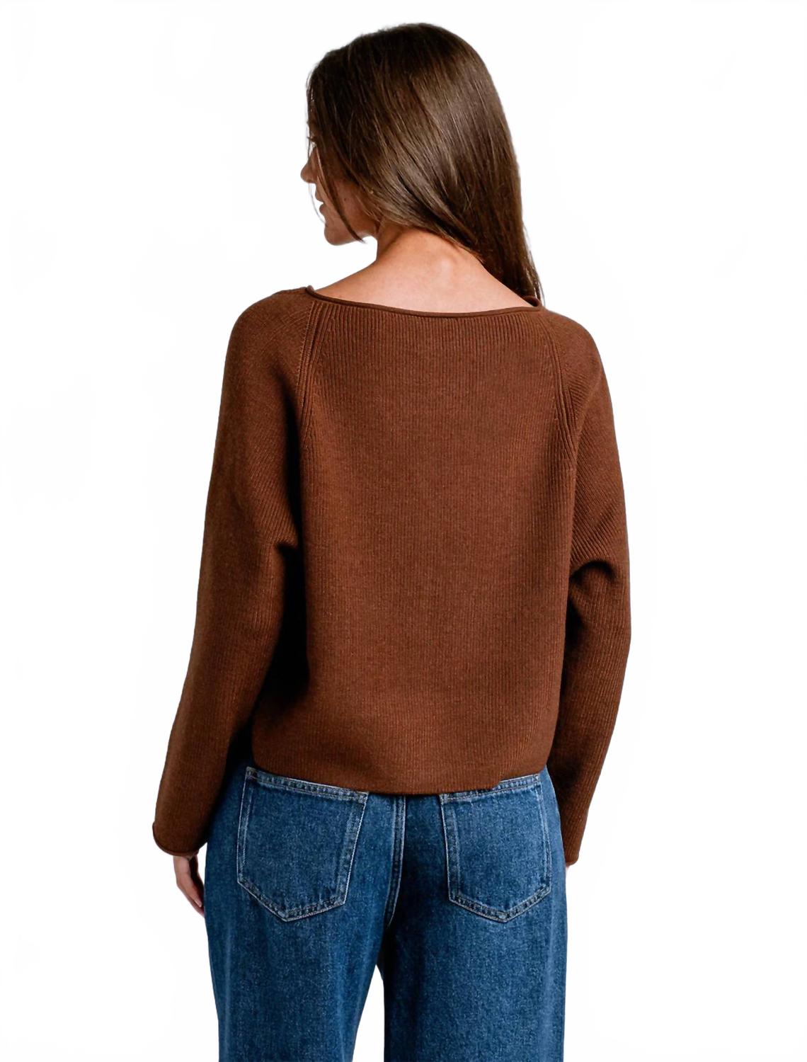 Asima V-Neck Sweater In Brownie