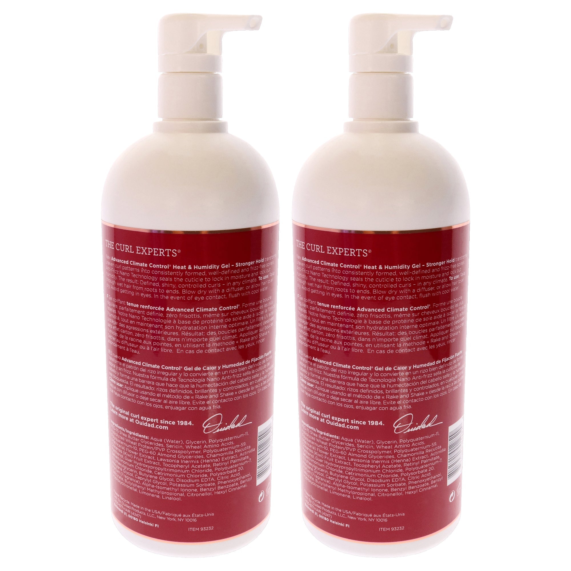Advanced Climate Control Heat and Humidity Gel - Strong Hold by Ouidad for Unisex - 33.8 oz Gel - Pack of 2